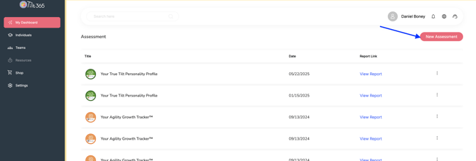 Dashboard New Assessment